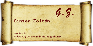Ginter Zoltán névjegykártya