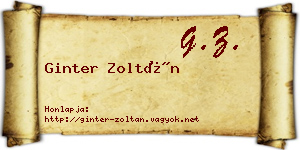 Ginter Zoltán névjegykártya